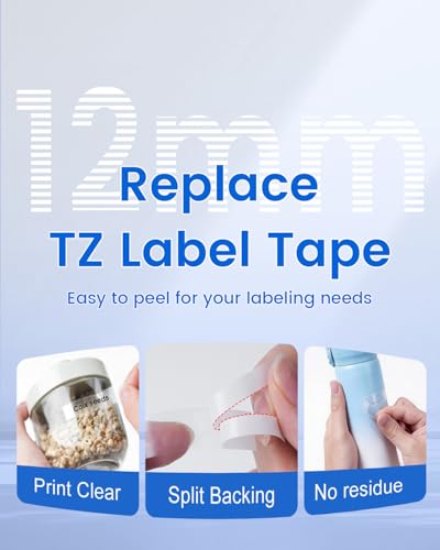 Image of TZe-131 TZe131 Tz Tape 12mm 0.47 Laminated Clear Compatible with Brother P Touch Label Tape 12 mm Black on Clear for P Touch PT-D210 D200 D220 H100 H110 Label Maker Refill, 1 /2 inch x 26.2 ft, 4-Pack