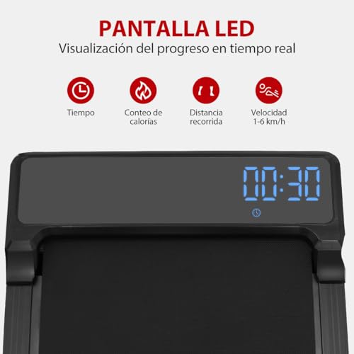 Image of Caminadora Electrica Portatil, Walking Pad Mecanica con Inclinacion con Pantalla LED, Silencios Antideslizante Cinta de Correr para el Hogar, Soporta 100 Kg, 104 x 47 x 10 cm
