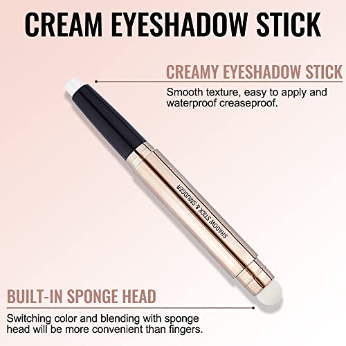 Erinde White Cream Eyeshadow Stick, Shimmer Metallic Eye Shadow Crayon Makeup Pen, Cream Eye Highlighter Brightener Stick, Waterproof, Long Lasting, Highly Pigmented, Save Time #TOP3