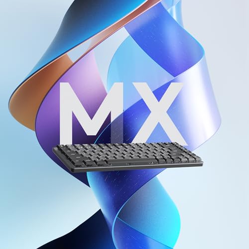 Logitech MX Mechanische kabellose Mini-Tastatur mit Beleuchtung, Taktile leise Tasten, Hintergrundbeleuchtung, Bluetooth, USB-C, macOS, Windows, Linux, iOS, Android, Metall, Deutsches QWERTZ - Grau