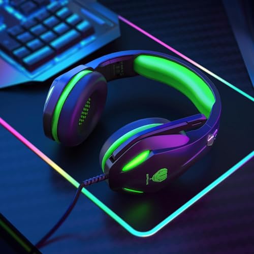 Image of Gaming Headset with Microphone for Xbox PS5 PS4 PC - 3.5mm Jack Wired Headphones with Noise Cancelling Mic & LED - 50mm Audio Drivers & Soft Earpads