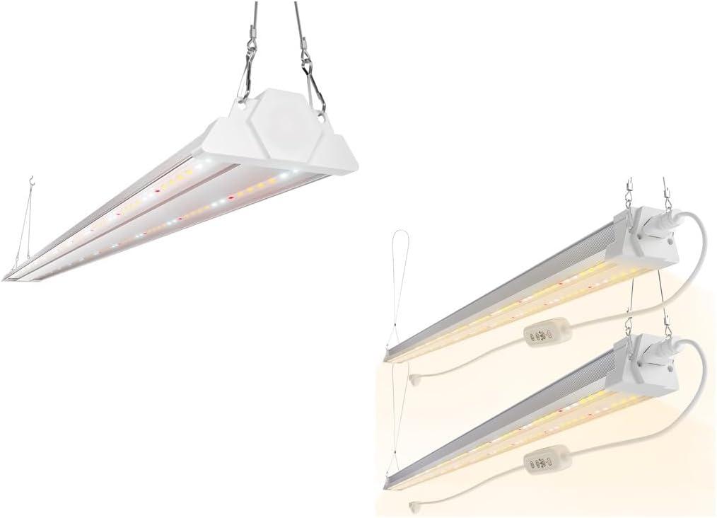 FREELICHT 3 Pack 4FT LED Grow Light (2 Pack 40W with Timer), Sunlike Full Spectrum Grow Light for Indoor Plants, Linkable Plug in Plant Growing Lamps for Hydroponic Seeding Veg Flower