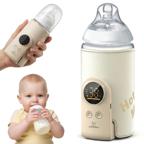 Portable Bottle Warmer for Travel, Fast Heating & Rechargeable | 6 Temperature Settings, 8000mAh Battery, Waterless Design, Fits 2.2-3.0 in Bottles, Built-In Night Light