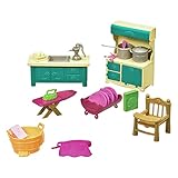 Li’l Woodzeez 21-teilig Küche und Haushalt Zubehör Set – Herd, Spüle, Bügelbrett und mehr – Tierfiguren Accessoire Spielzeug für Kinder ab 3 Jahren