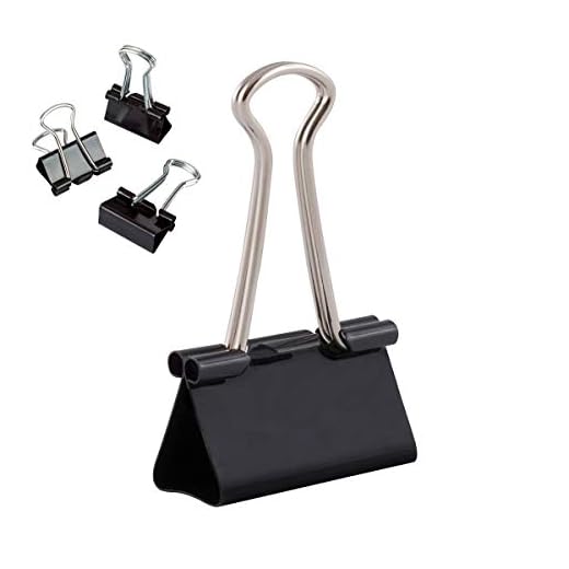 D.RECT Metal Foldbackklammern - Foldback Klammern Verpackung 12 Stück 32mm - Vielzweckklammern, Metall Binder Clips für: Notizen, Briefpapier - Büroklammern Gross, Schwarz