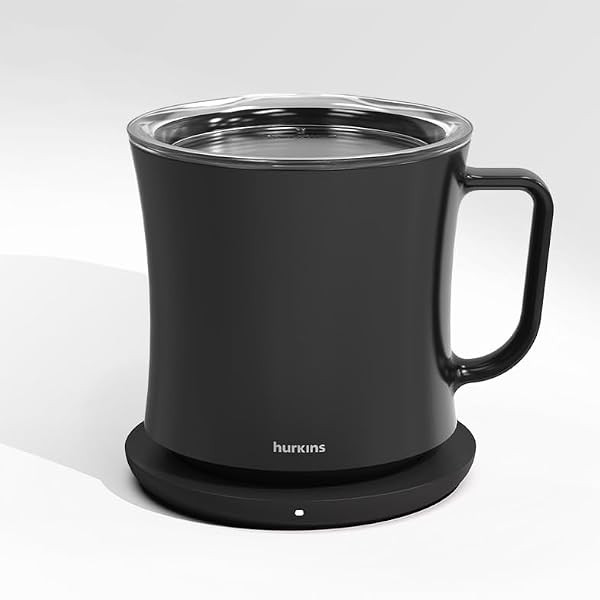 HURKINS Smug Mug Warmer V2 | Premium Temperature Control Mug & Heating Base | 55 °C (131 °F) Smart Warming | 1-Year Replacement Warranty | Gift Ready Packaging | USB-C Charger (Grande Black) by hurkins - Used condition - US$26.86