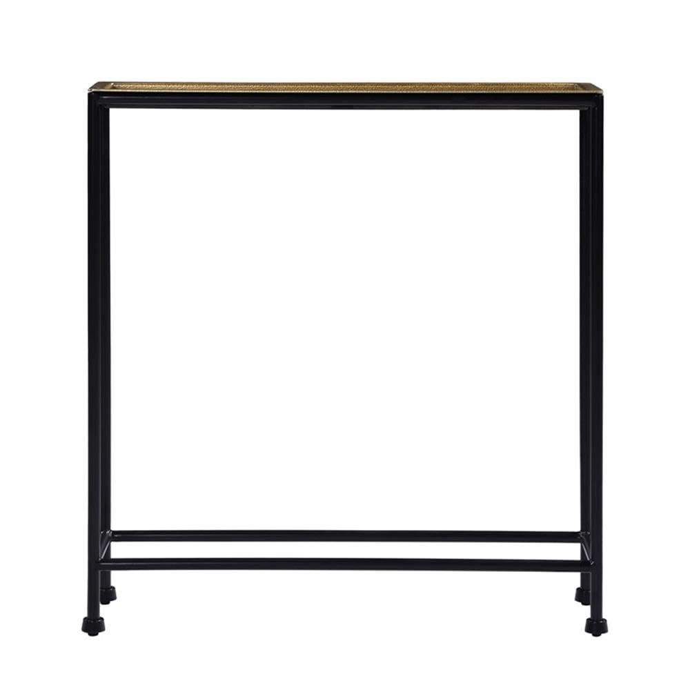 Antique Brass Side Table, Removable Tray Top with Textured Metal Look, Slender Rectangle Design, Space-Saving Accent for Living Room