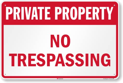 SmartSign 24 x 36 inch “Private Property - No Trespassing” Metal Sign, 80 mil Aluminum, 3M Laminated Engineer Grade Reflective Material, Red and White