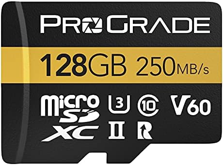 microSD card V60 (128GB) - tested for full size SD card devices | up to 250MB/s reading, 130MB/s write by ProGrade Digital