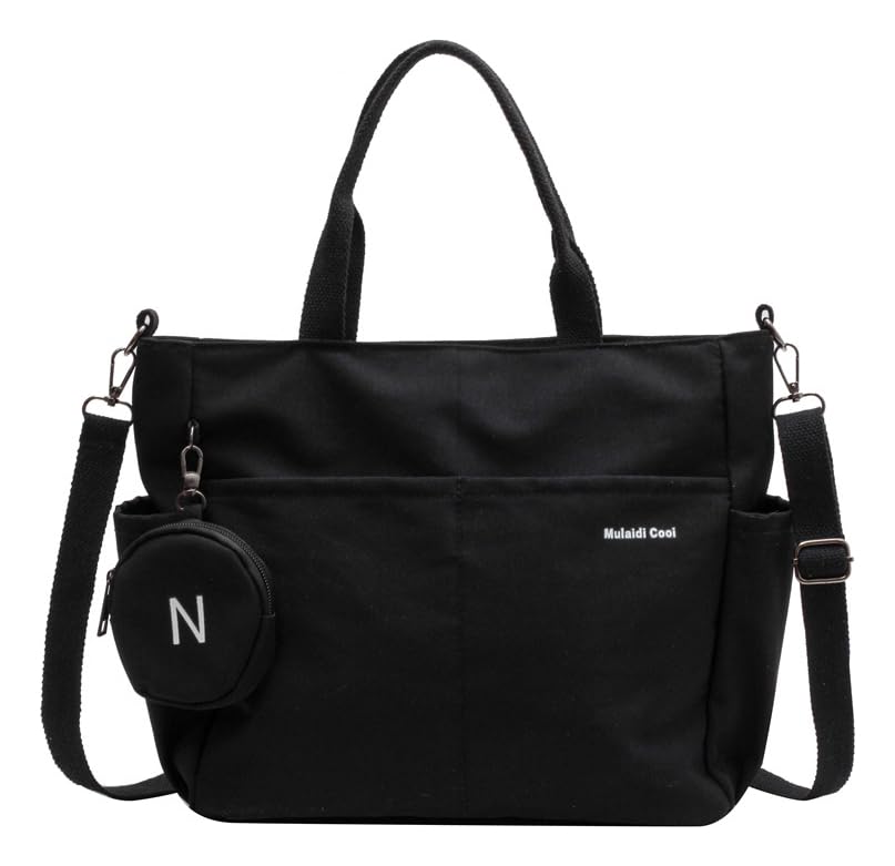 CHENXIAOHONG Bolsa Feminina Grande Transversal, de Mão e Tipo Tote | Bolsa Casual Leve para Ombro ou Lateral | Ideal para Faculdade, Trabalho, Compras e Uso Diário (Preto)