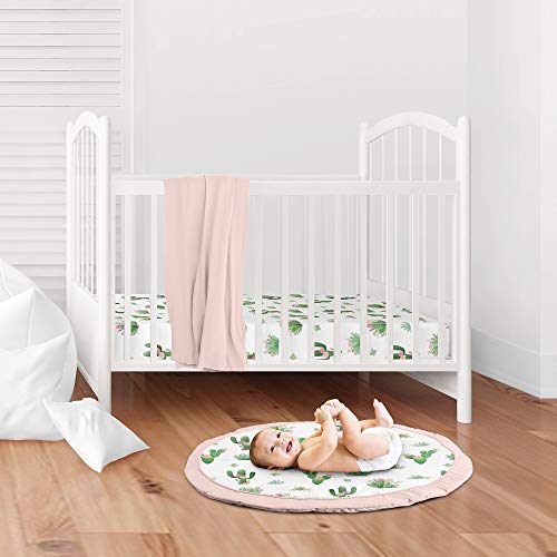 Sweet Jojo Designs Pink And Green Boho Watercolor Playmat Tummy Time Baby And Infant Play Mat For Cactus Floral Collection #TOP1