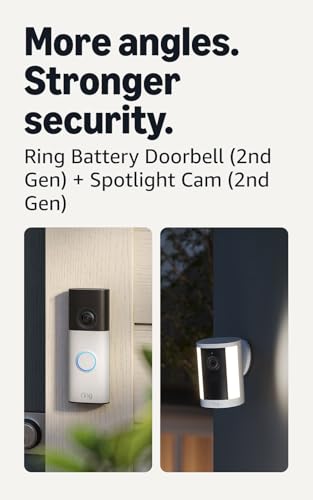 Image of Ring Battery Doorbell (newest model), Speckled Gray with Spotlight Cam, Battery (newest model), White