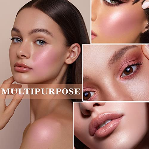 Cream Blush Stick With Brush,Waterproof Multi Cream Blush Stick Makeup,Lightweight,Long-Lasting,Easy To Use,2 In 1 Multi Stick Blush For Cheeks & Lip Tint & Eyeshadow Makeup,Suitable For All Skin (#01 Milk Tea Pink) #TOP3