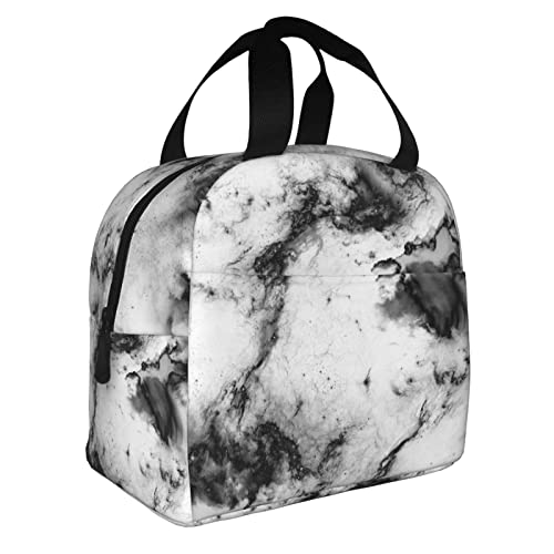 Miaoquhe White Marble Insulated Lunch Bags For Women Men Girls Kids, White Lunch Box Lunch Container Insulated Zipper Meal Handbag Portable Lunch Bag For School Office Travel Picnic #TOP1