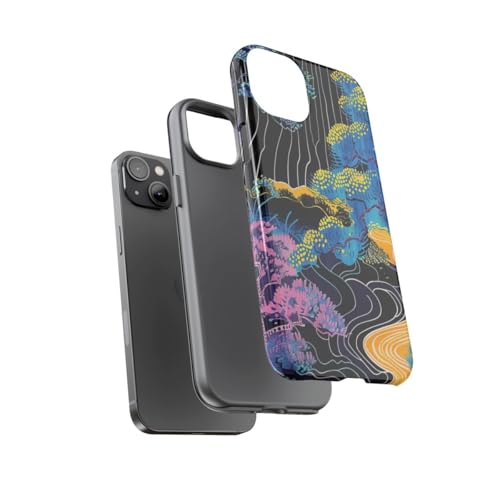 Coque résistante pour iPhone 14 Plus - Écrin brillant art abstrait bleu