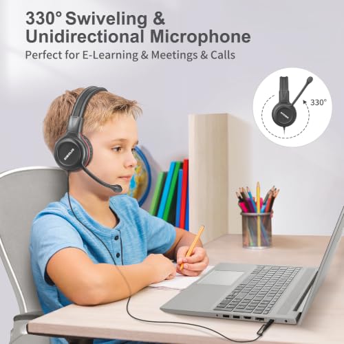 Image of SIMOLIO-USB-C Wired-Kids-Headphones for-School with Boom-Mic & Volume Limit