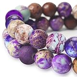 45-48 Stück Edelstein Perlen Naturstein, 8 mm Lila Blaue Jaspis Beads for Jewellery Making Edelsteine zum Auffädeln Beads for Jewellery Making, Edelsteinperlen Schmuckherstellung Steinperlen