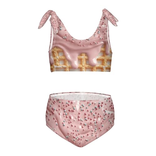 Glaze Caramel Sprinkles Pink Gray Ice Cream Girls Tankini Swimsuit Kids Bikini Sets 2 Pcs Bathing Suit 3T