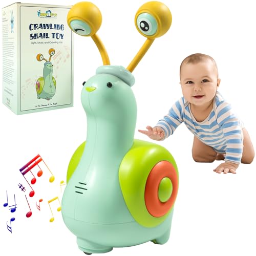 Image of MINIARTIS Baby Crawling Toys | Musical Snail Baby Toy, Infant Tummy Time | Crawling Toys for Babies 6-12 Months | Learning Crawl and Walking | Toddler Birthday Gift for 6-36 Month Boy Girl