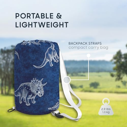 Wake In Cloud - Bolsa de Dormir para Niños, Mochilera Ligera Compacta para Camping en Clima Templado, con Diseño de Dinosaurios miniatura 4
