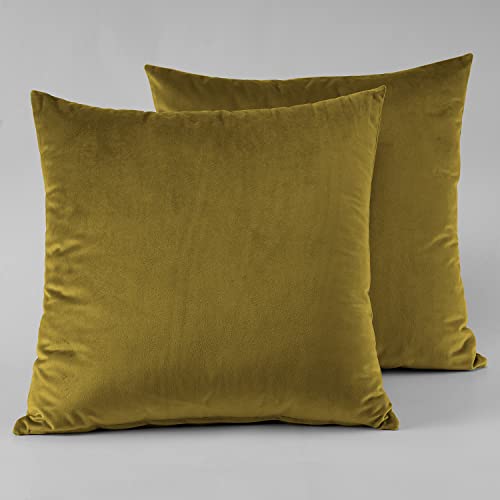 Image of HPD Half Price Drapes Cushion Cover 18 x 18 Heritage Plush Velvet - VPYC-179911-CC18PR - Pair, Peat Green