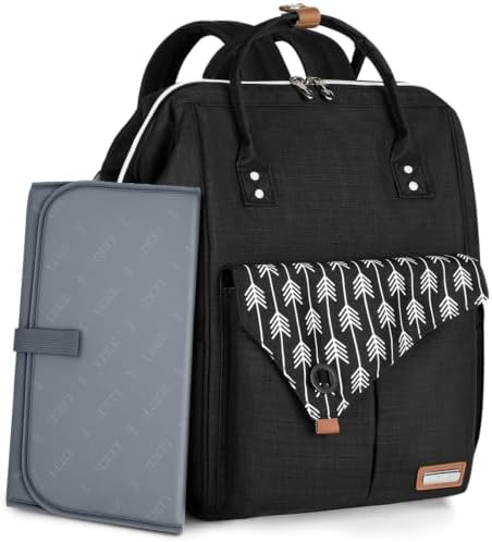 Lekebaby Baby Wickelrucksack Wickeltasche mit Wickelunterlage | Multifunktional Große Kapazität Babytasche ,Reisetasche für Unterwegs, Grau