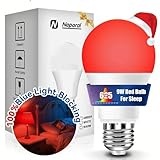 Neporal 625nm Red Light Bulb for Sleep, 100% Blue Light Blocking Bulb for Melatonin Promoting, A19 LED 9W 60W Equivalent Dim Red Night Bulb for Baby Nursery, Sleeping, Reading, Bedroom 1-Pack