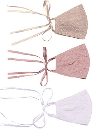 ナイトワン 3色各1枚入り リボンレースマスク 布マスク お洒落 演奏会 成人式 マスク 冠婚葬祭 フォーマル 立体マスク 3dマスク おしゃれ 通気性 洗える 綿 コットン 女性用 大人 春夏秋冬 冬用 3色セット Night1 ナイトワン 布マスク