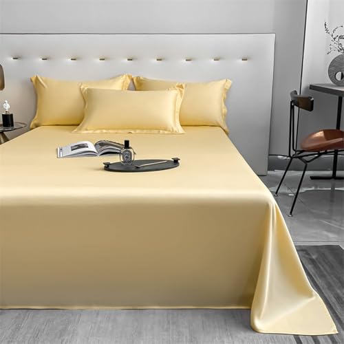 Beydodo Bettlaken 245x245CM Boxspringbett Gelb, Leintuch Mikrofaser Modern Einfach Bettwäsche Bettlaken ohne Gummizug für Schlafsaal Hotel (1 Stück, ohne Kissenbezüge)