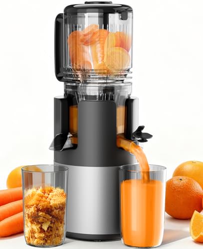 Cold Press Juicer Machines, High Nutrient Retention, 99% Juice Yield, 5.3' Wide Feed Chute for Whole Fruits & Vegetables, Quiet Slow Masticating Juicer, BPA-Free, Easy to Clean