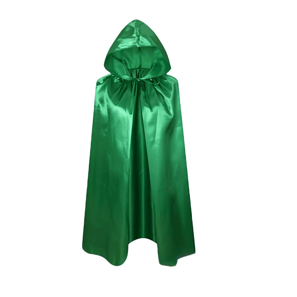 Proumhang Green Hooded Cape Kids Hooded Robe Cloak Witch Cloak Vampires Cape Devil's Cloak Grim Reaper Cape for Boys Girls Halloween Masquerade Christmas Cosplay Fancy Dress Party 100cm/39.3"