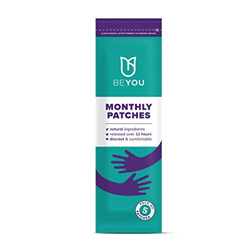 BeYou Natural Period Pain Relief Patches (Pack of 5), Natural Cooling Patches for Period Cramps, Period Pain, PCOS, Fibroids, IBS, IBD - Patented Matrix of Menthol and Eucalyptus