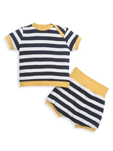 Nino Bambino Organic Cotton lap shoulder 2 pcs set|Top and Bottom Set for Baby Boy_Black Stripe