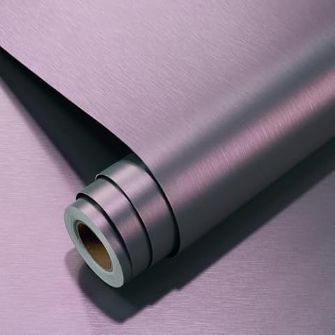 YENHOME Brushed Purple Stainless Steel Contact Paper for Appliances Dishwasher 17.7"X200" Purple Metallic Wallpaper Stick and Peel Heavy Duty Thick Self Adhesive Purple Wall Paper Fridge Wrap Vinyl Cover