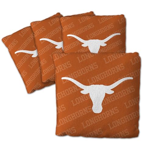 YouTheFan Officially-Licensed NCAA Texas Longhorns Set of 4 Cornhole Bags - All Weather Regulation 6” x 6” Size - 16oz Weight - Designed in USA