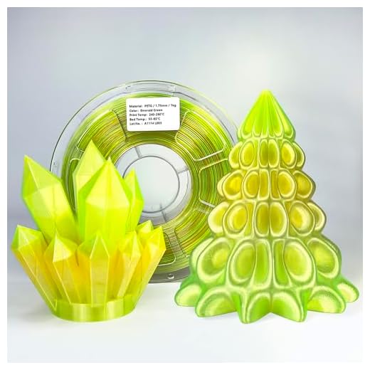 Zi-Rui Emerald Green PETG 1.75mm Filament, Translucent Rainbow Transition with Yellow-Green Shades, 1KG (2.2lb), High Compatibility