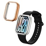 kwmobile Set da 2 Protezione Bordo Orologio Compatibile con Xiaomi Smart Band 9 Pro Smartwatch - Rivestimento Glitterato argento/oro rosa