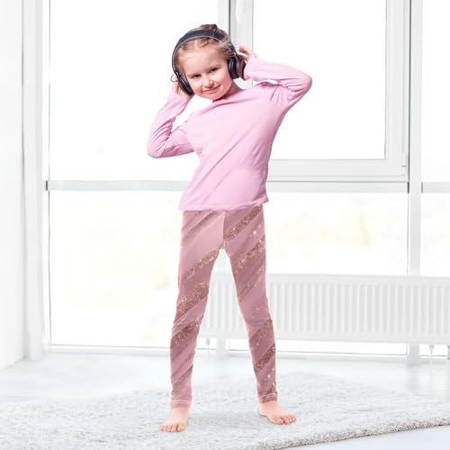 Girls Leggings Pink Stripes Pretty Kids Length Leggings Pants Toddler Athletic Soft Tights Trousers 4T4