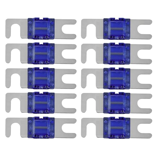 Image of KMH 60A Mini ANL Fuse Kit Nickel Blade Plated Fork Fuses | Car Audio & Video Circuit Breaker Protection | Electronic System Fuse Holder for Safe Power Distribution, Pack of 10