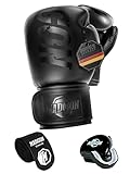 MADGON Box-Set mit Boxhandschuhe, 3m Boxbandagen & Mundschutz für Training & Sparring | Langlebig, PU-Leder | Ideal für Boxen, Kickboxen, Muay Thai (Unisex)