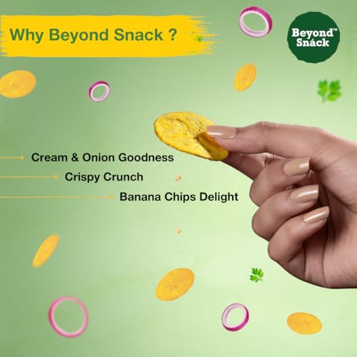 Image of Beyond Snack Nendran Kerala Banana Chips | Sour Cream Onion Parsley | Thin Crunchy Crispy Snack |600g (100g*6packs)
