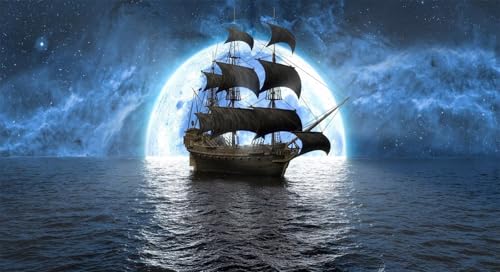 Toile de fond de qualité supérieure galaxie ciel mer et grand navire