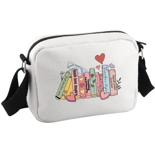 Teacher Gift For Women End Of Year Thank You Gift For Teacher Teach Inspired Love Book Crossbody Bag