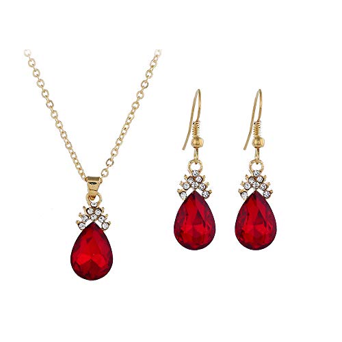 Juego de joyas con colgante de cristal de gota de agua, accesorios de regalo para mujeres y niñas, durabilidad