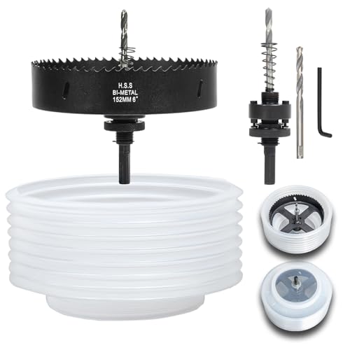 Image of 6 Hole Saw for Recessed Lights, 6 Inch Hole Cutter with Dust Bowl Catcher for Led Recessed Lighting 6 Inch and Wood Metal Drywall, Bi-Metal Construction, Black