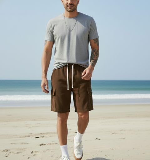 Image of INDICLUB Men's Athletic Performance Shorts,Casual Everyday Wear, Comfortable Drawstring Style