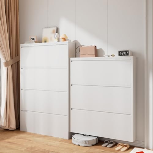 Generico Mobiletto Porta Scarpe, armadietto per corridoio, scarpiera, Copri Scarpe, cassetto, ripiano Pieghevole, Panca d'ingresso, scarpiera Ultra Sottile Bianca a Parete - Contenitore Nascosto con