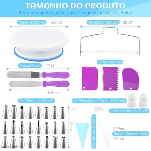 137 Peças Kit Confeiteiro, kit Confeitaria, Kit de Bicos de Confeitar, Kit Confeitar Estojo, Jogo de