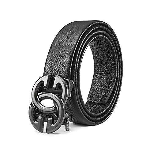 Image of ARIMIA Fashion Mens Real Leather Ratchet Belt Black Adjustable Length Full Grain Soft Genuine Cowhide Strap 1.5 Inch Wide