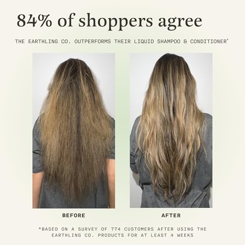 The Earthling Co. Shampoo & Conditioner Bar Set - Promote Hair Growth, Strengthen & Volumize All Hair Types - Paraben & Sulfate Free Formula with Natural Ingredients for Dry Hair (Vanilla Coconut)